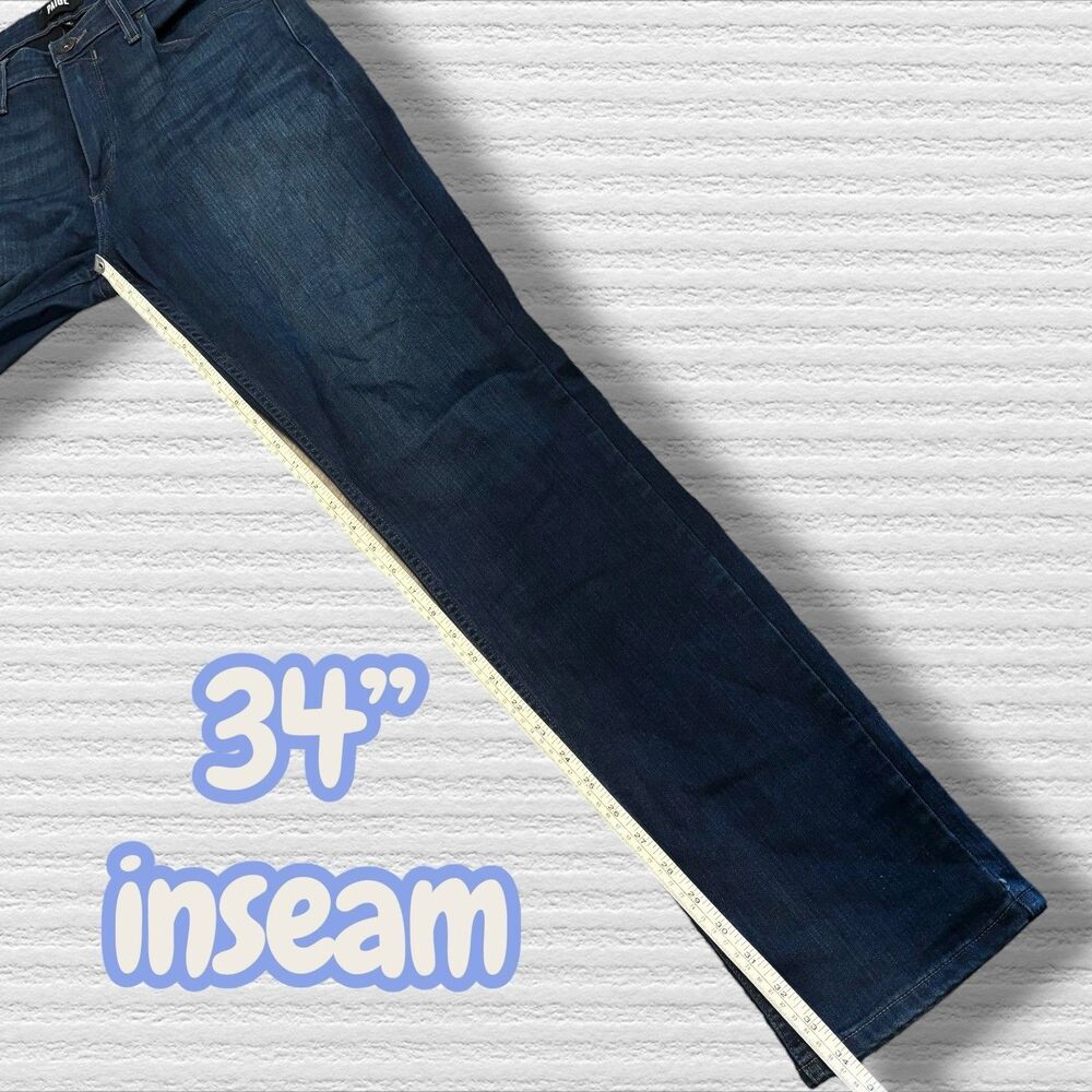 Paige Jeans Mens 33x34 Blue Dark Wash Lennox Slim Fit Straight Preppy Stretch - Picture 2 of 7